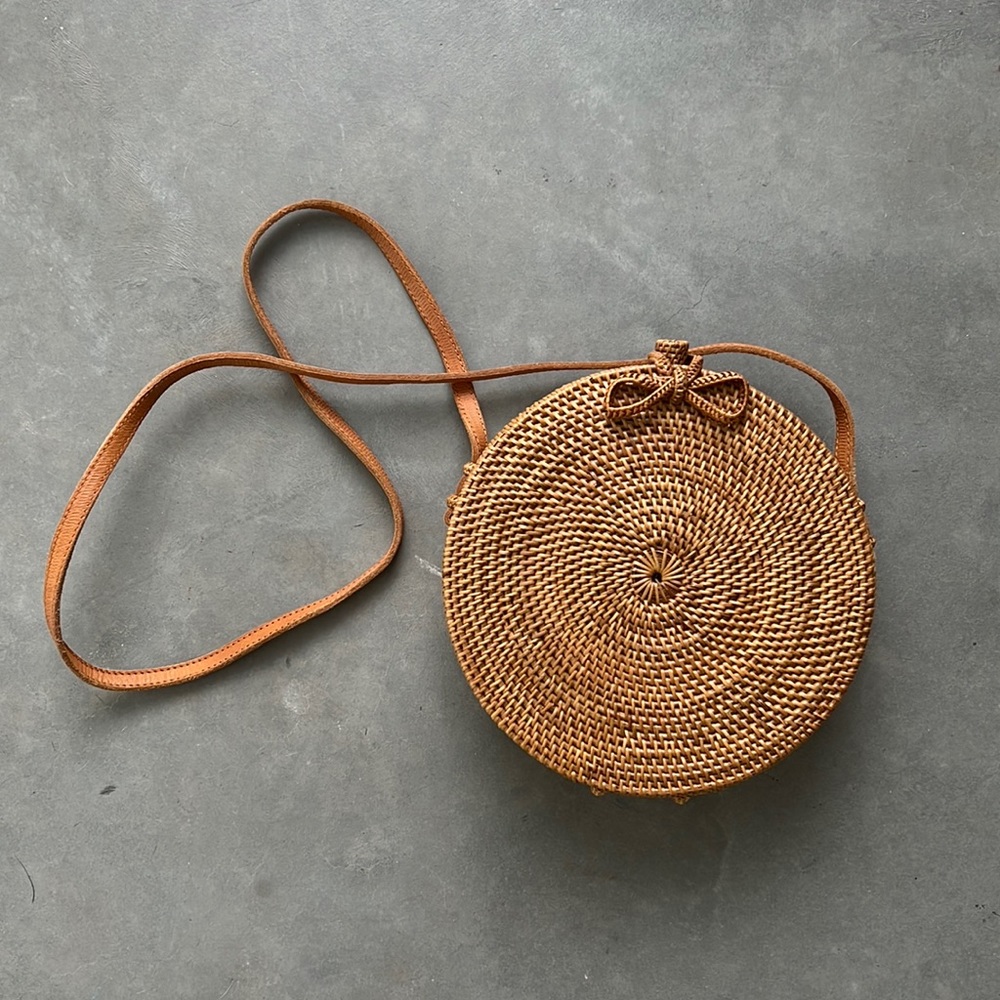 Handwoven Rattan Crossbody Bag